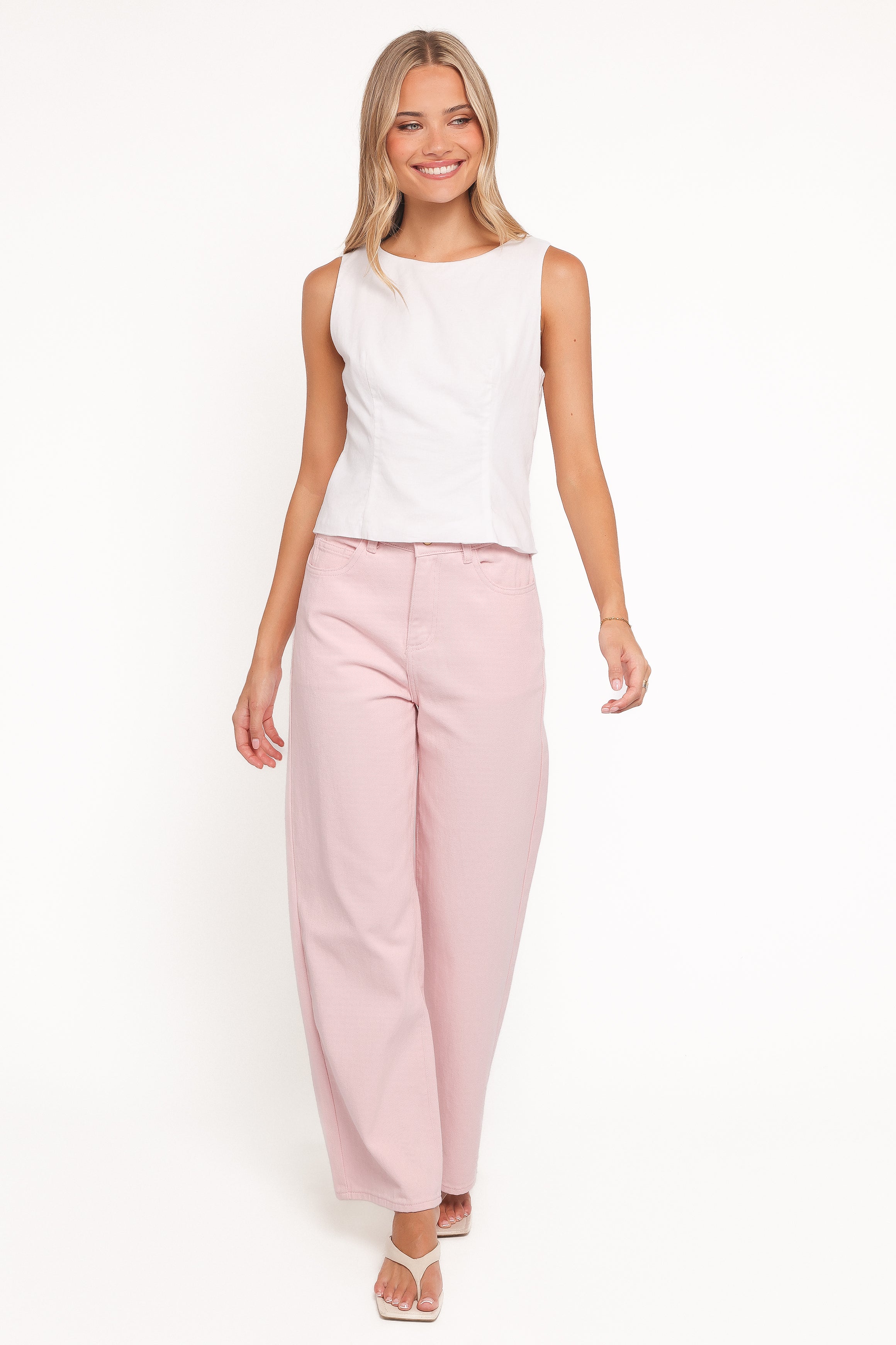 Ailis Wide Leg Jean - Dusty Pink