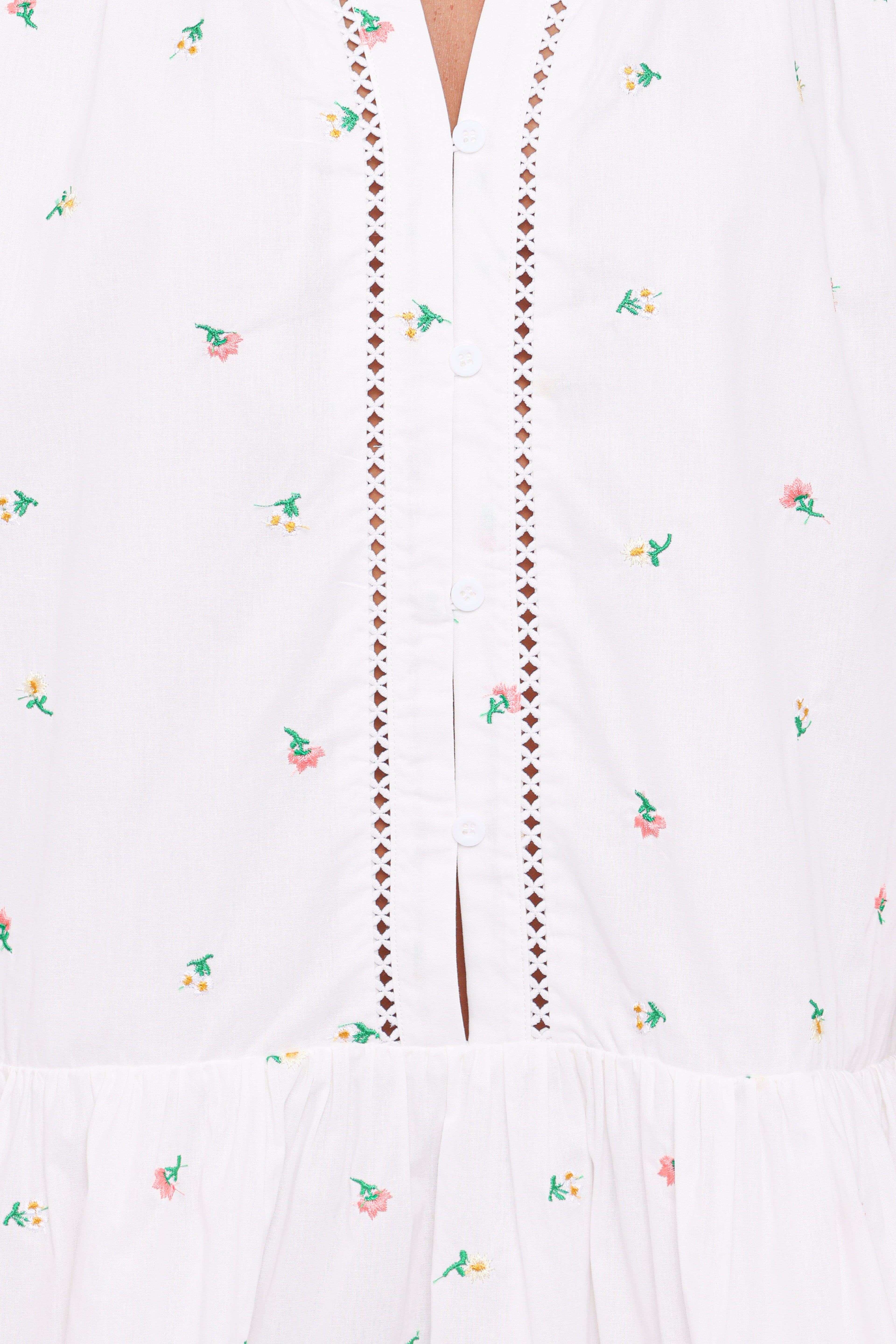 Hart Long Sleeve Mini Dress - White Floral