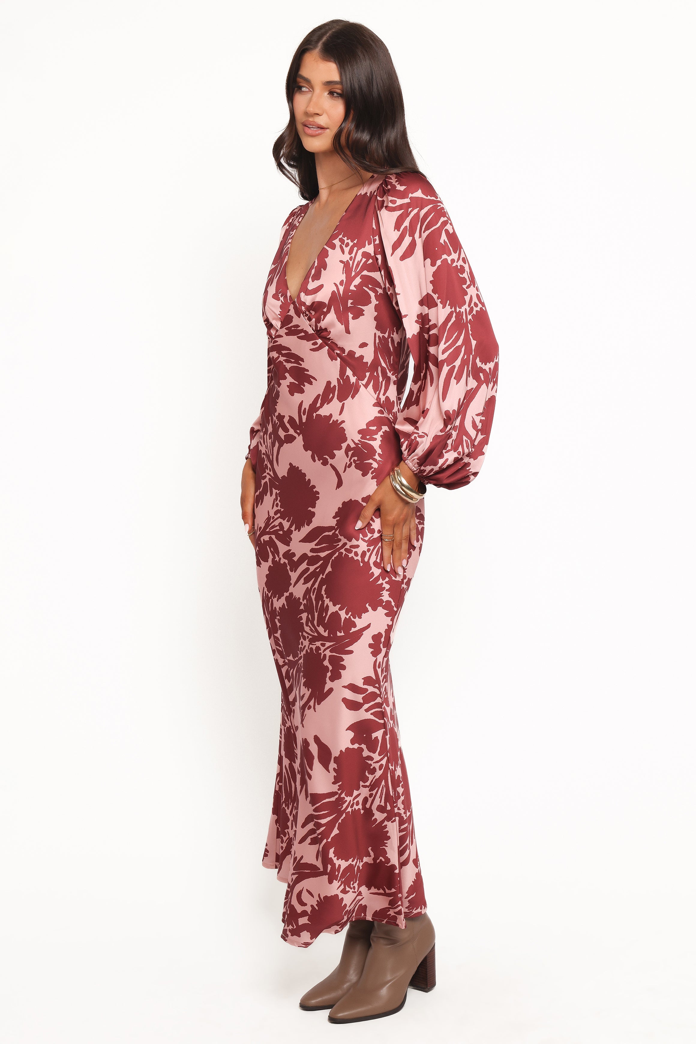 Varly Long Sleeve Dress - Pale Burgundy