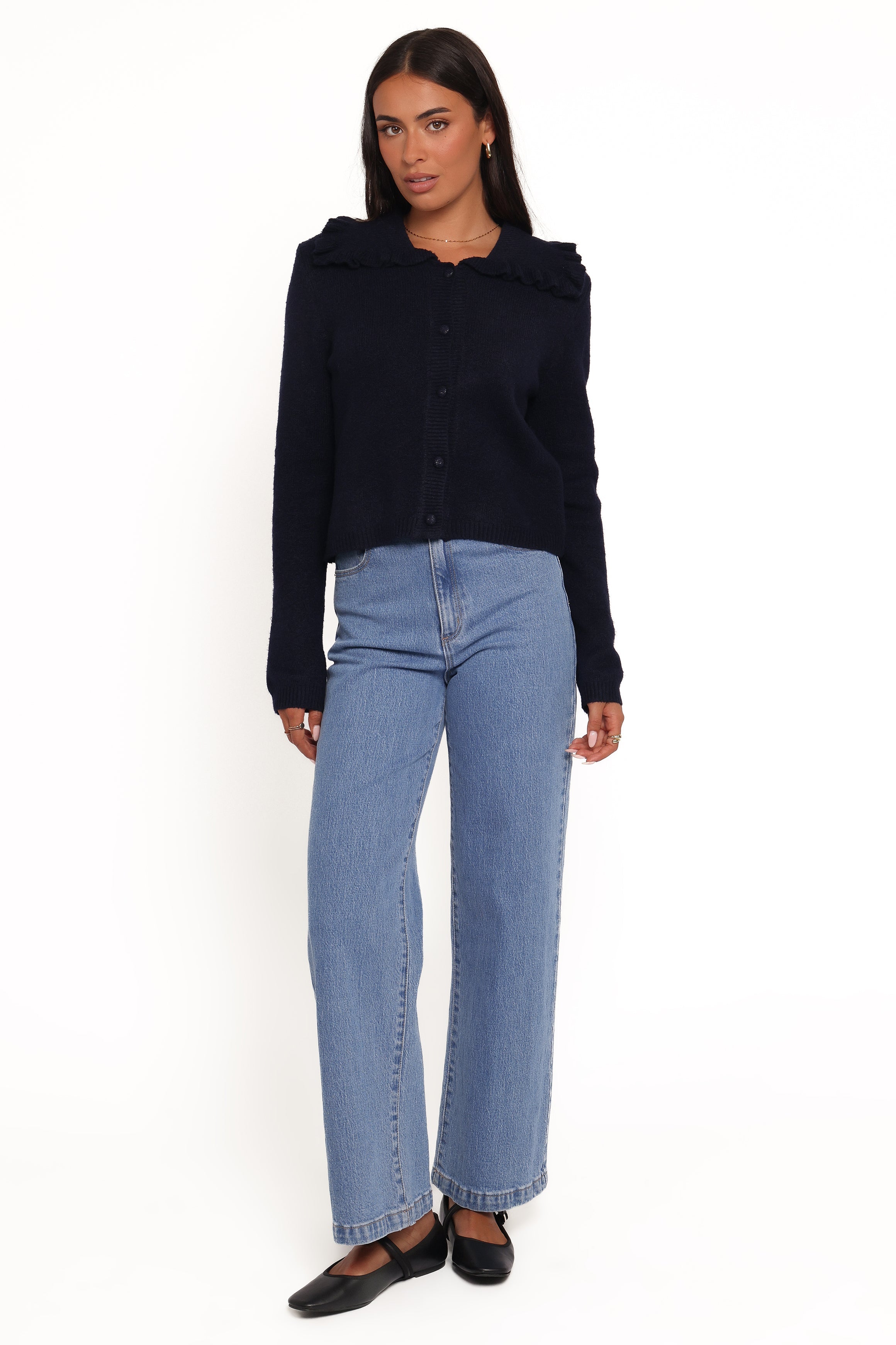 Carmello Frill Collar Cardigan - Navy