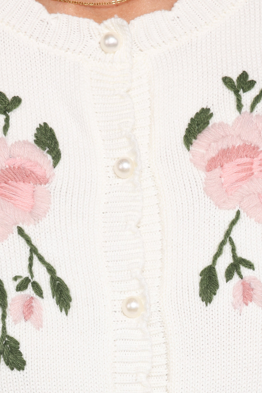 Rossi Floral Button Up Cardigan - White/Pink